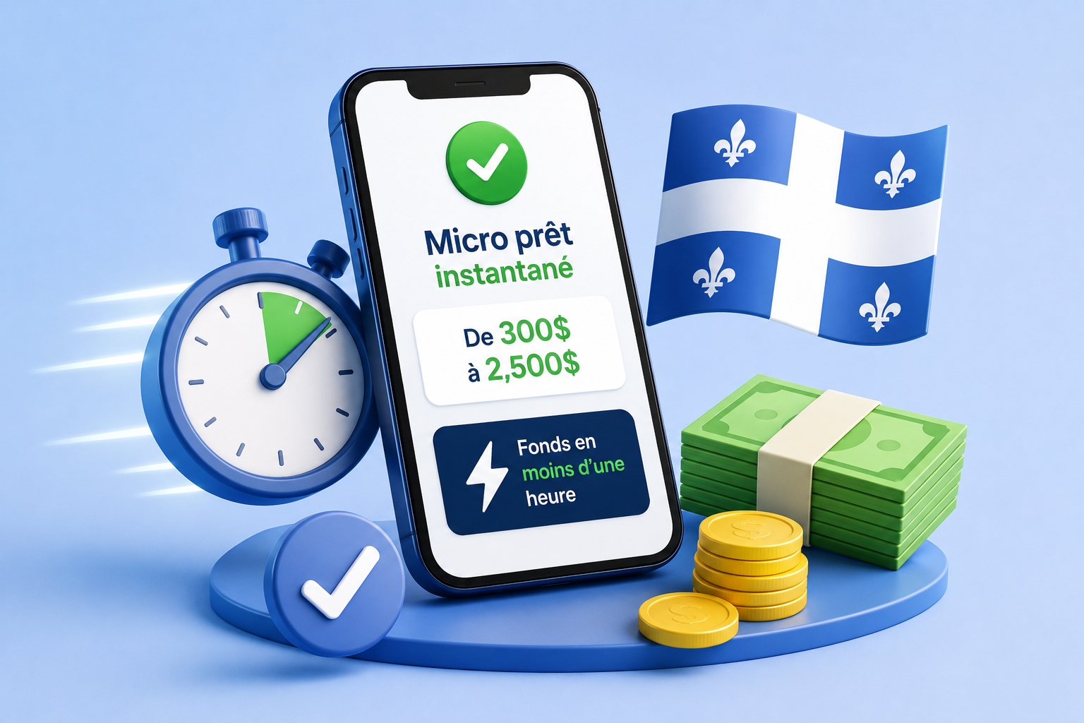 Micro prêt instantané — fonds en moins d'une heure